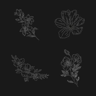 black & white flowers STICKER PACK T-Shirt