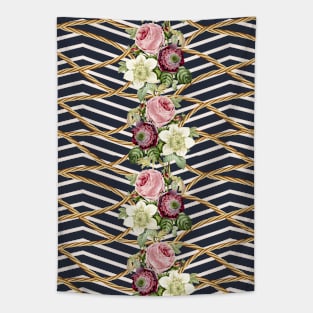 Vintage flowers with golden rope Tapestry