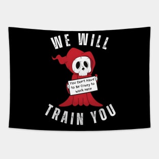 'Crazy Workplace Reaper' Funny Dark Humor Tapestry