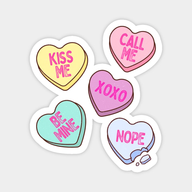 Valentine's Day Sweet Hearts Candies, Conversation Candies Magnet by SilverLake