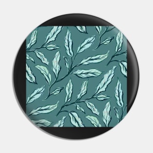 Sketch Leaves Pattern, Green monochrome Pin