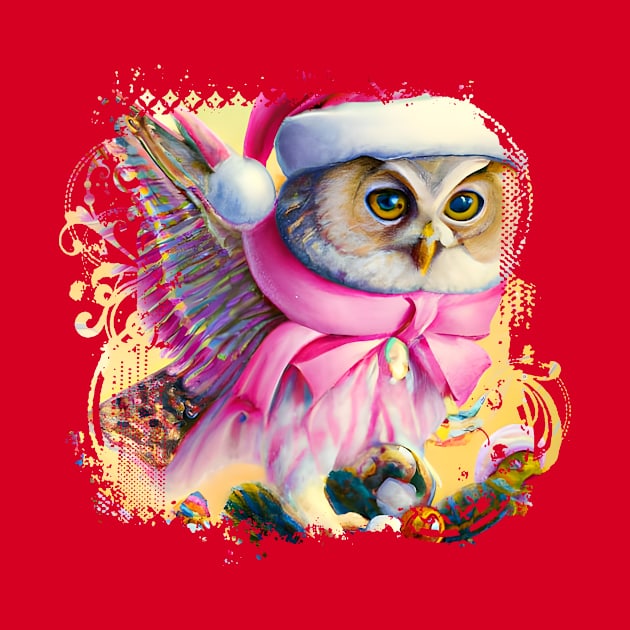 Vintage Pink Christmas Owl by DigiDreams