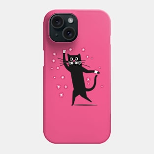Funny dancing black cat Phone Case