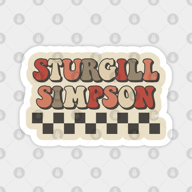 Sturgill Simpson Checkered Retro Groovy Style Magnet by Time Travel Style