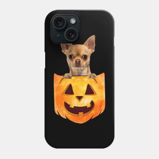 Tan Chihuahua Dog In Pumpkin Pocket Halloween Phone Case