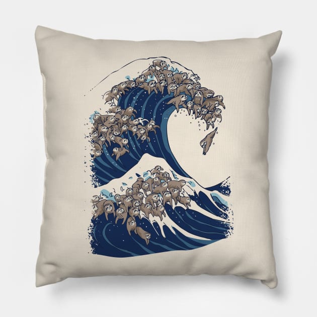 The Great Wave of Sloths Pillow by huebucket