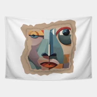 Cubist Abstract Face Tapestry