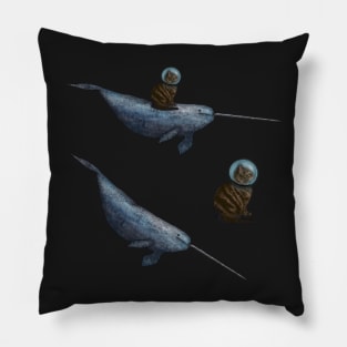 Cat Riding Narwhal Sticker Pack Pillow