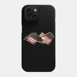 Flying Bald Eagle with American Flag Phone Case