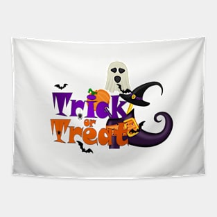 Cute Trick or Treat Graphic Haunted Witches Shoe Tapestry