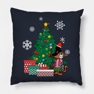 Punkin Puss Around The Christmas Tree Pillow