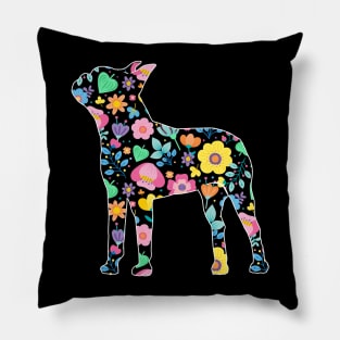 Floral Boston terrier print Pillow