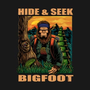 Bigfoot hide and seek hiking T-Shirt