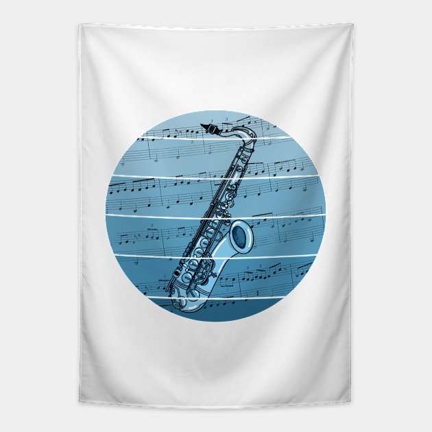 Jazz Saxophone Music Notation Saxophonist Musician Tapestry by doodlerob