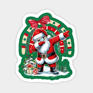 Dabbing Santa Claus Christmas Tree Lights Fun Rainbow xmas Magnet