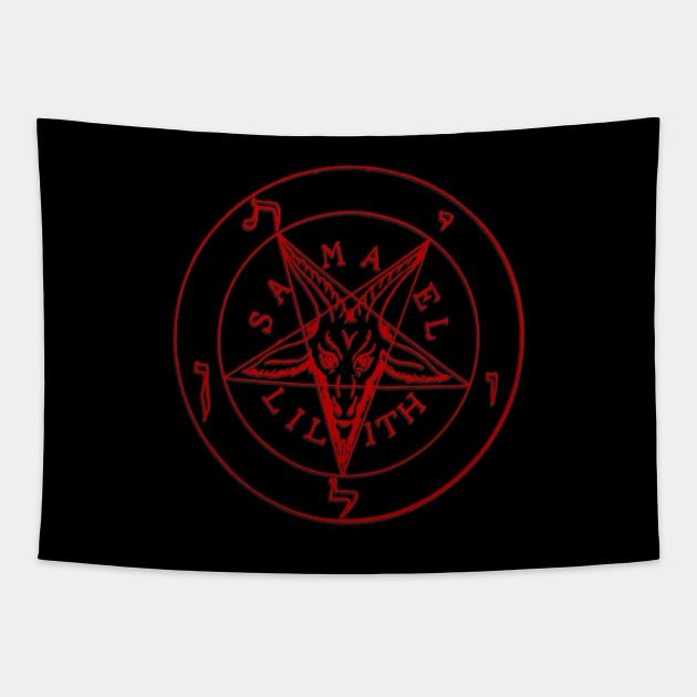 Sigil of Baphomet Clothing | Red on Black Mass | Satanic Tapestry by WearSatan