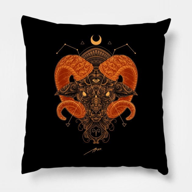 Aries Pillow by Tonymidi Artworks Studio