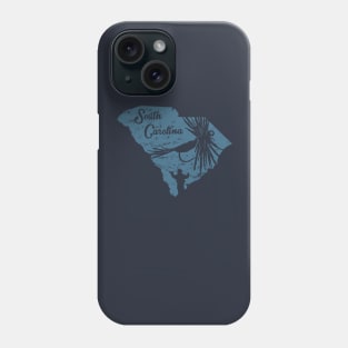 South Carolina Vintage Distressed Fly Fishing State Map Phone Case