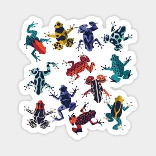 Quirky dart frogs dance // spot // brightly multicoloured poison amphibians Magnet