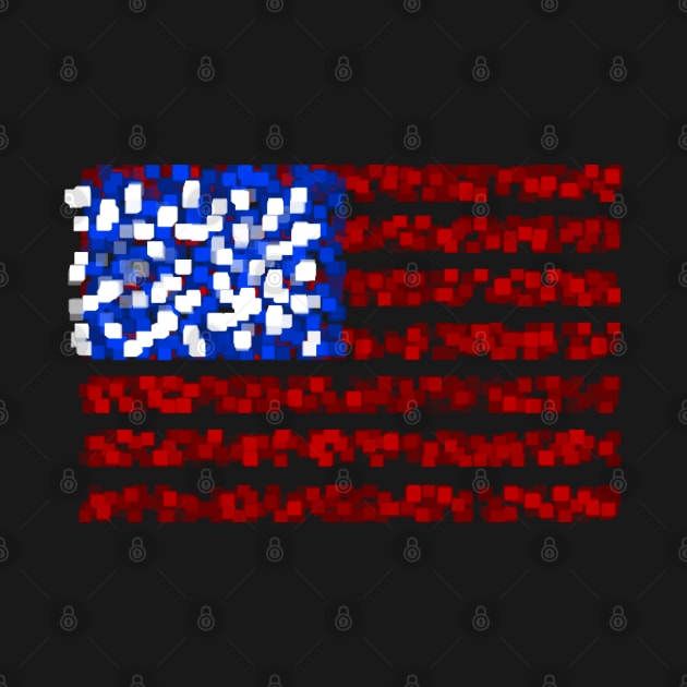 American flag in red, white and blue cubes by Toozidi T Shirts