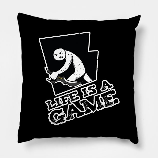 Life is a Game Cool Motivational Saying Distressed Pillow by Kidrock96