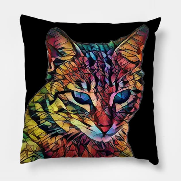 Colorful Cute Cat Pillow by Sanzida Design