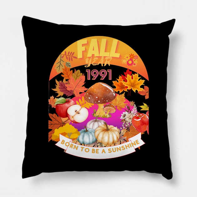 birthday t-shirt if you were born during fall 1991 Pillow by GLOBAL SHIRTS