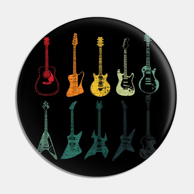 Colorful Grunge Guitars Band Music Pin by ShirtsShirtsndmoreShirts