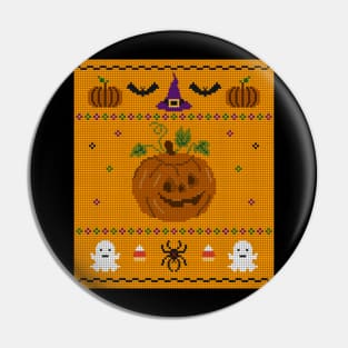 Halloween Jack o’ Lantern Knit Pin