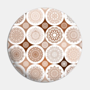 repeating pattern with mandala drawings in circles brown color Pin