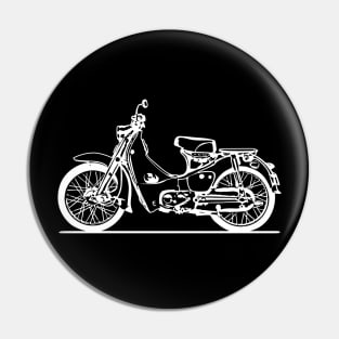 Super Cub Motorcycle White Sketch Art Pin