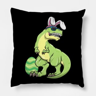 Cool dinosur as a easter bunny with a easter egg Pillow