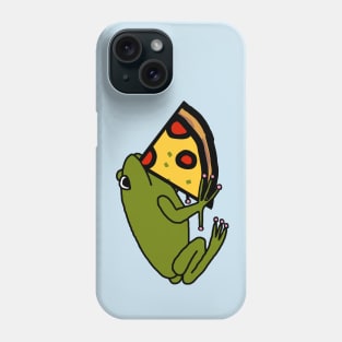 Cute Green Frog with Pizza Slice Phone Case