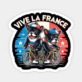 French Bulldog Puppies Racing Bikes Vive le France #2 Magnet