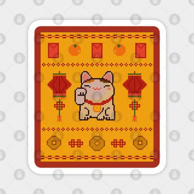 Lucky Cat Knit Magnet by CupcakeCandice