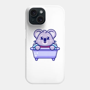 Cute koala in a bathtub cartoon character Phone Case