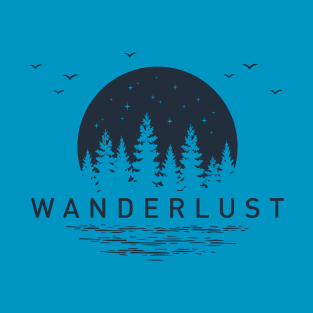 Wanderlust, Lake Forest, Black Design T-Shirt