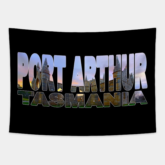 PORT ARTHUR - Tasmania Australia Convict Church Tapestry by TouristMerch