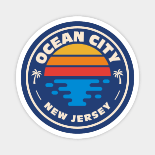 Retro Ocean City New Jersey Vintage Beach Surf Emblem Magnet
