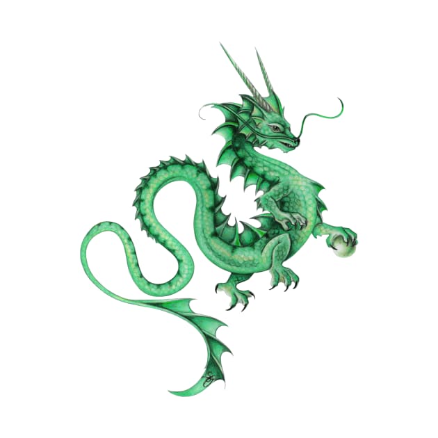 Serene Green Asian Dragon by Sandra Staple