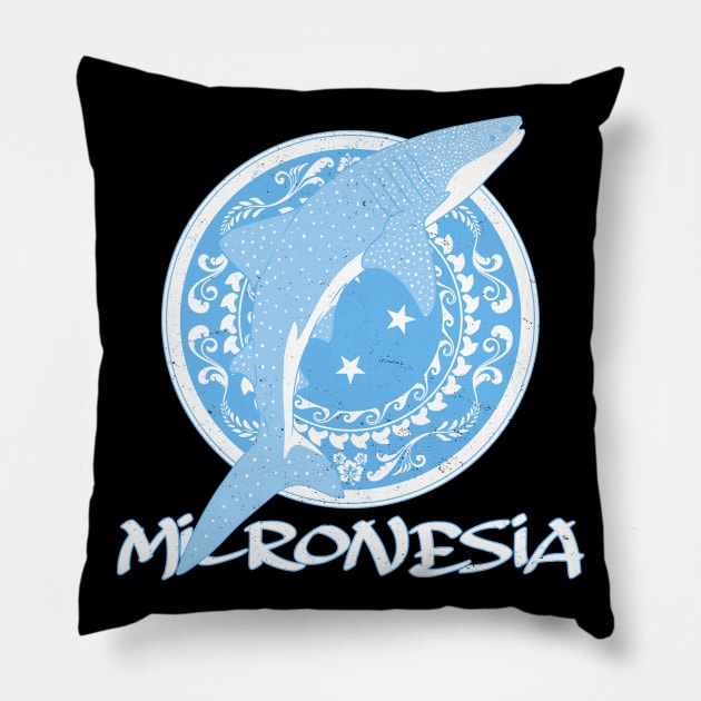 Whale Shark on Micronesian flag Pillow by NicGrayTees