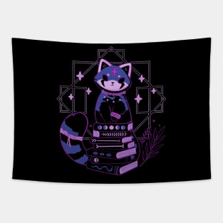 Dark Red Panda with Books Tapestry