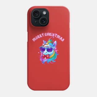 cute Christmas unicorn with Christmas hat Phone Case