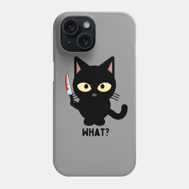 Cat What? funny Cute Cat With Knife Phone Case by Brookcliff