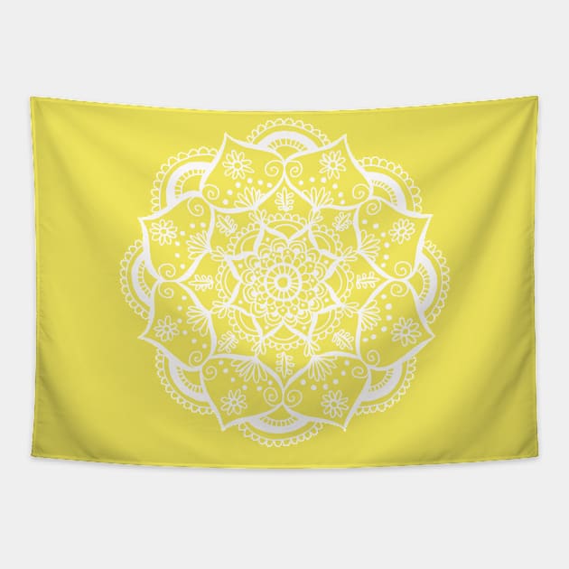 Mellow Yellow Mandala Tapestry by julieerindesigns