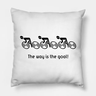 The Way Is The Goal! (3 Racing Cyclists / Bike / Black) Pillow