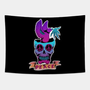 Peace Skull Vaporwave Tapestry