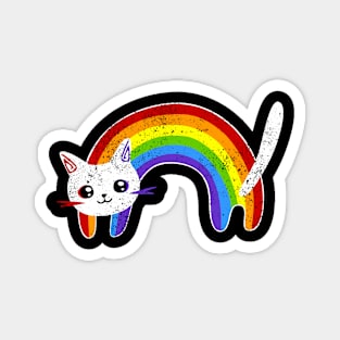 Rainbow Cat Vintage Retro 80's Style Gay pride Magnet