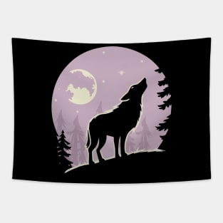 Full Moon Wolf On Mountain Habitat Tapestry