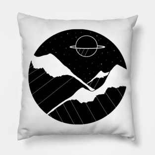 Starry Saturn Mountains Pillow